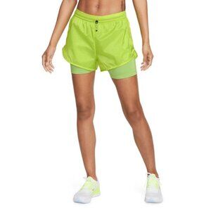 Nike Womens Icon Clash Tempo Layered Running Shorts DM7739-321 Green Size Medium